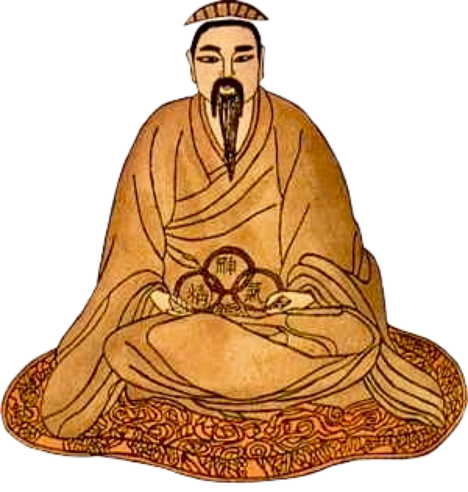 Image pf Daoist Sage displaying the symbols of vitality, energy and spirit